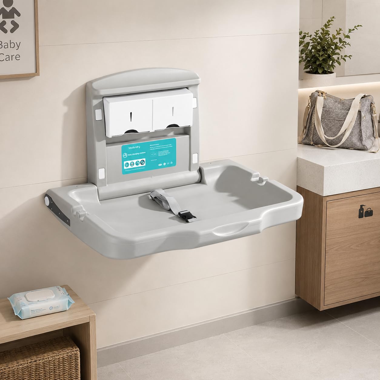 Modundry Wall Mounted HDPE Fold-Down Baby Changing Station