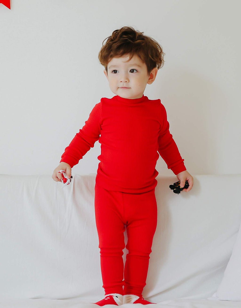 VAENAIT BABY Infant Toddler Kids Girls Long Sleeve Modal Sleepwear Pajamas 2pcs Set Rib Knit Red S