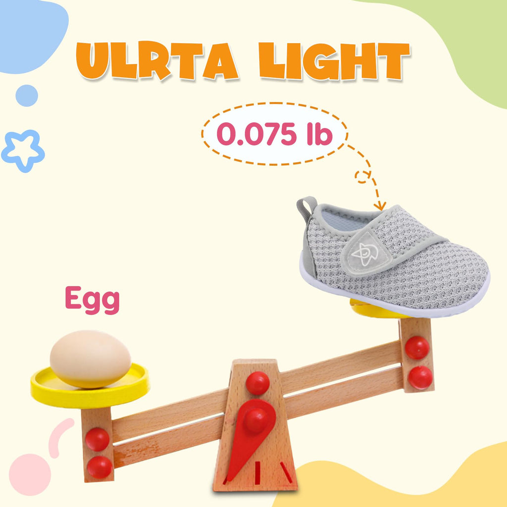 LeIsfIt Baby Shoes Boys Girls First Walking Shoes Non-Slip Infant Sneakers Lightweight Slip-on Crib Sneakers for First Walkers Light Grey 6-12 Months