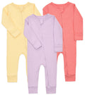 Aablexema Baby Cotton Footless Pajamas with Mitten(Purple Pink Set, 0-3m)