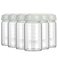 COMI Wide Neck Glass Breastmilk Collection n Storage Bottle, 6oz with Screw Ring Sealing Disk; Re-markable Sealing Disc. BPA Free, Fits Breast Pumps & Nipples (Gray Lids)