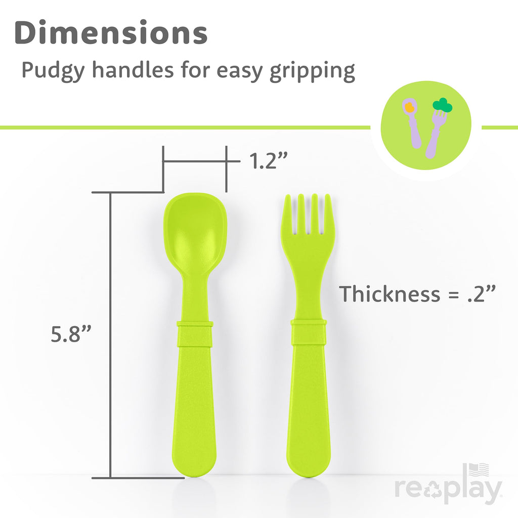 Re-Play Toddler Dinnerware Set - 3 Divided Plates with 3 Fork and Spoon Sets - BPA-Free Kids Tableware - Dishwasher Safe - Made in USA from Recycled Materials, Mermaid
