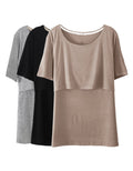 Smallshow 3 Pcs Maternity Nursing T-Shirt Nursing Tops,Brown-Black-Grey,XX-Large
