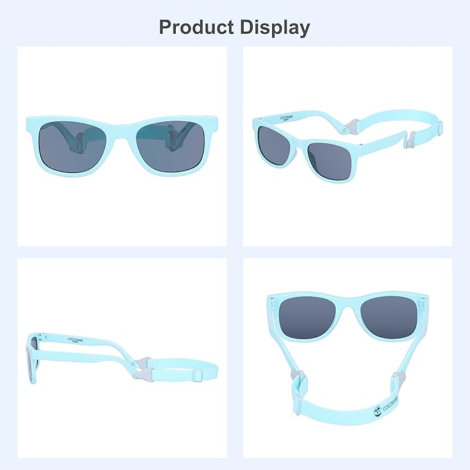 COCOSAND Flexible Baby Sunglasses with Strap Polarized UV Protection for Toddler Infant Newborn Boy Girl Age 0-24 Months