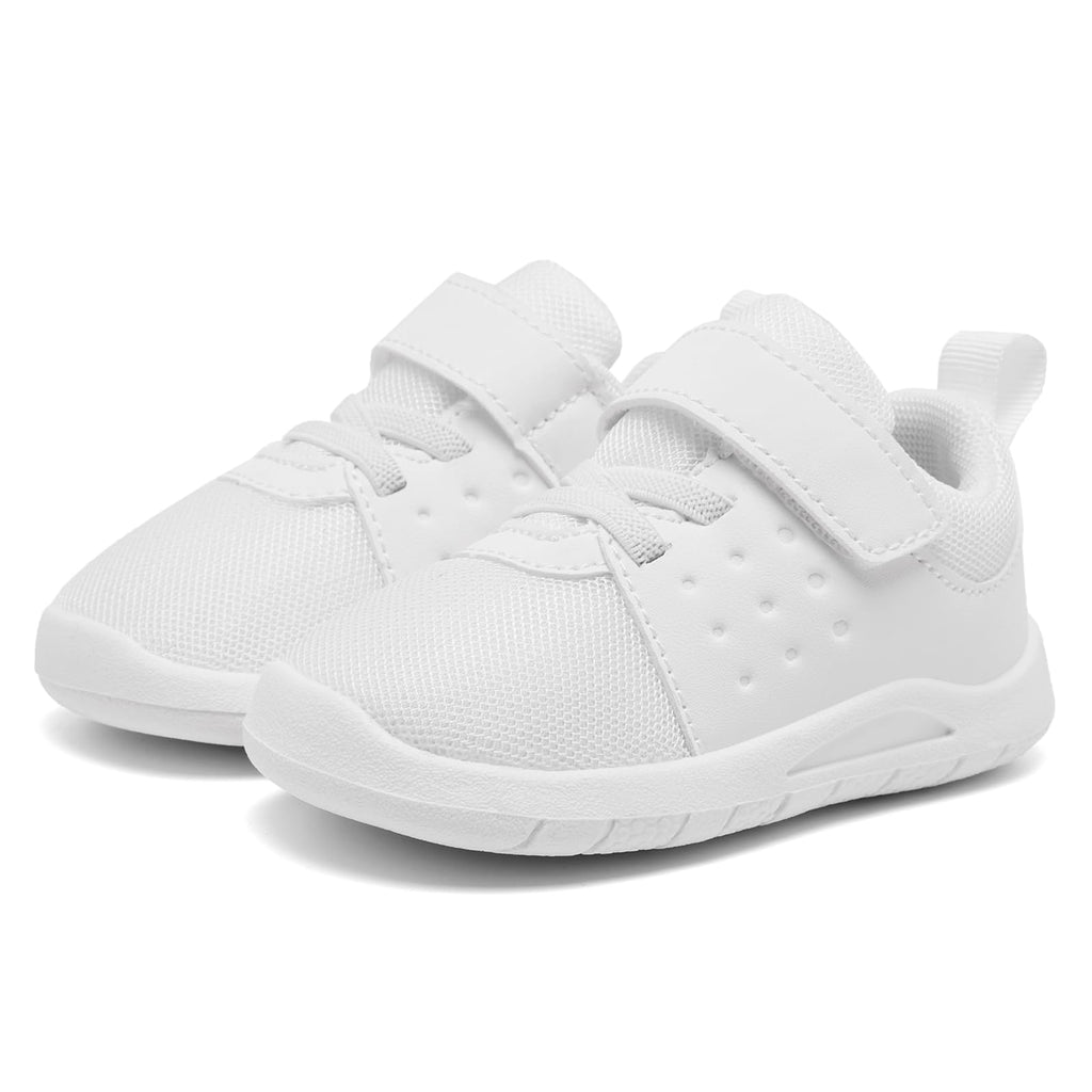MORENDL Toddler Baby Shoes 0-4 Years Boy Girl Lightweight Breathable Non-Slip Sports Sneakers Running Walking Tennis Barefoot Shoes White 9-12Months