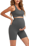 Lataly Women's Maternity 2 Piece Outfit Set - Bra & Shorts for Pregnancy - Yoga workout Lounge Wear Sets