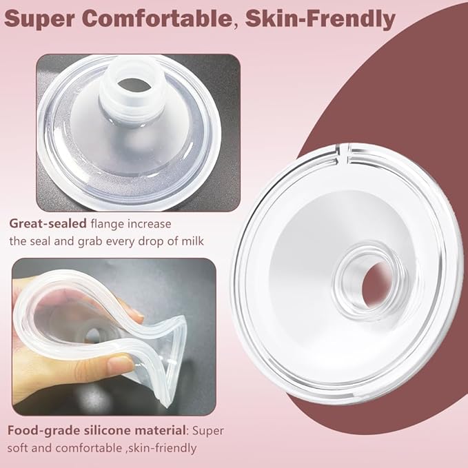 Two Full Milk Collector Cup Sets with 19mm Flange Compatible with Momcozy S12 Pro/S9 Pro Breast Pump, NOT for S9/S12, Replacement Pump Parts with Duckbill Valve, Flange, Diaphragm, Linker, Collector