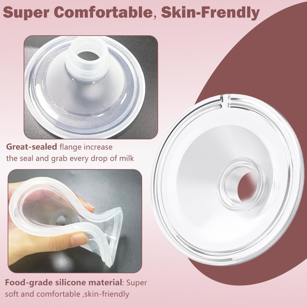 Two Full Milk Collector Cup Sets with 19mm Flange Compatible with Momcozy S12 Pro/S9 Pro Breast Pump, NOT for S9/S12, Replacement Pump Parts with Duckbill Valve, Flange, Diaphragm, Linker, Collector