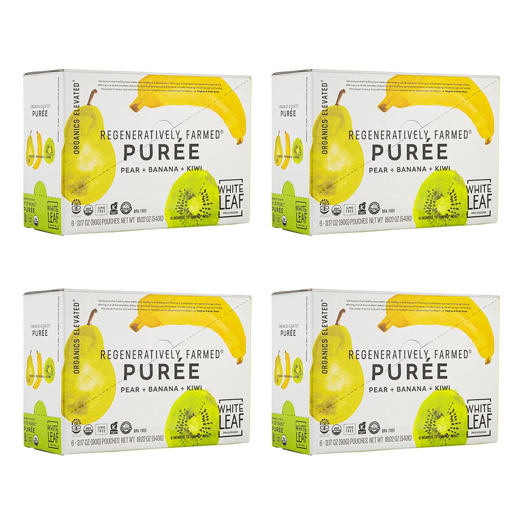 White Leaf Baby Food Pouches, Toddler Snack, Mango + Carrot + Banana + Pear