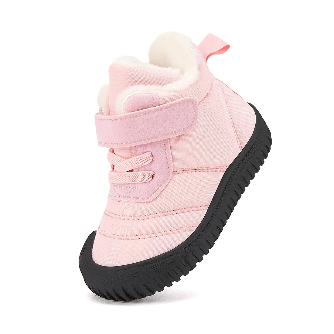 BMCiTYBM Toddler Baby Snow Boots Winter Mid-high Shoes Boys Girls Cold Weather Baby Faux Fur Shoes Pink Size 8