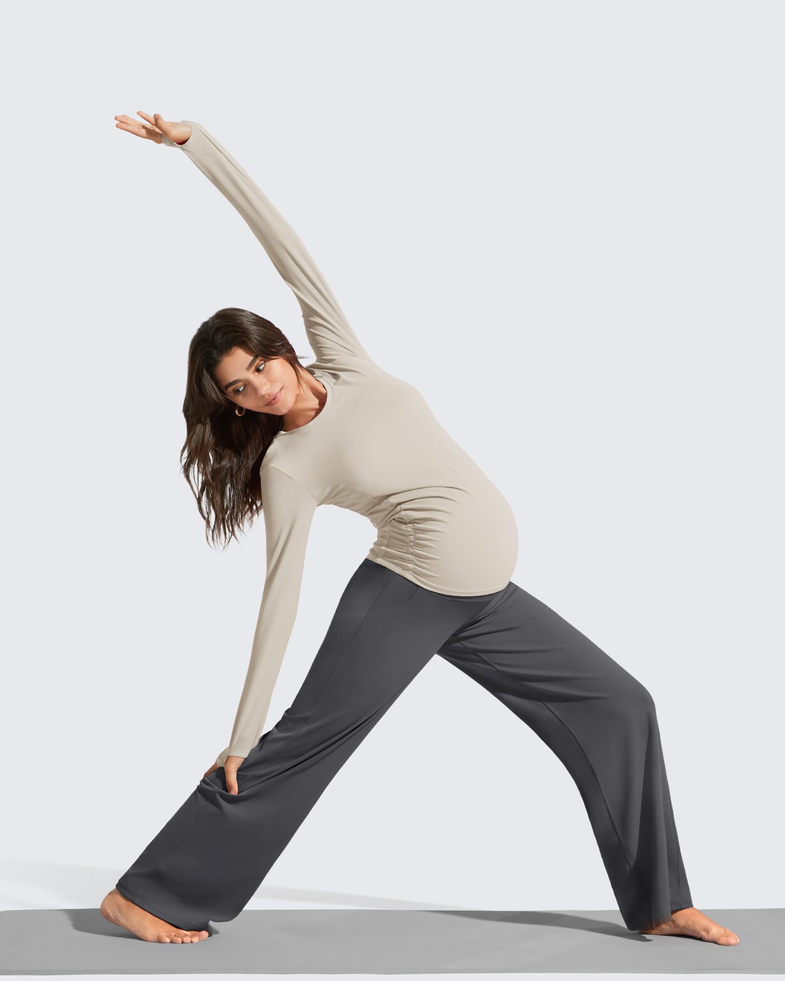 G4Free Maternity Dress Pants Pregnancy Activewear,Dark Gray,XL,Petite