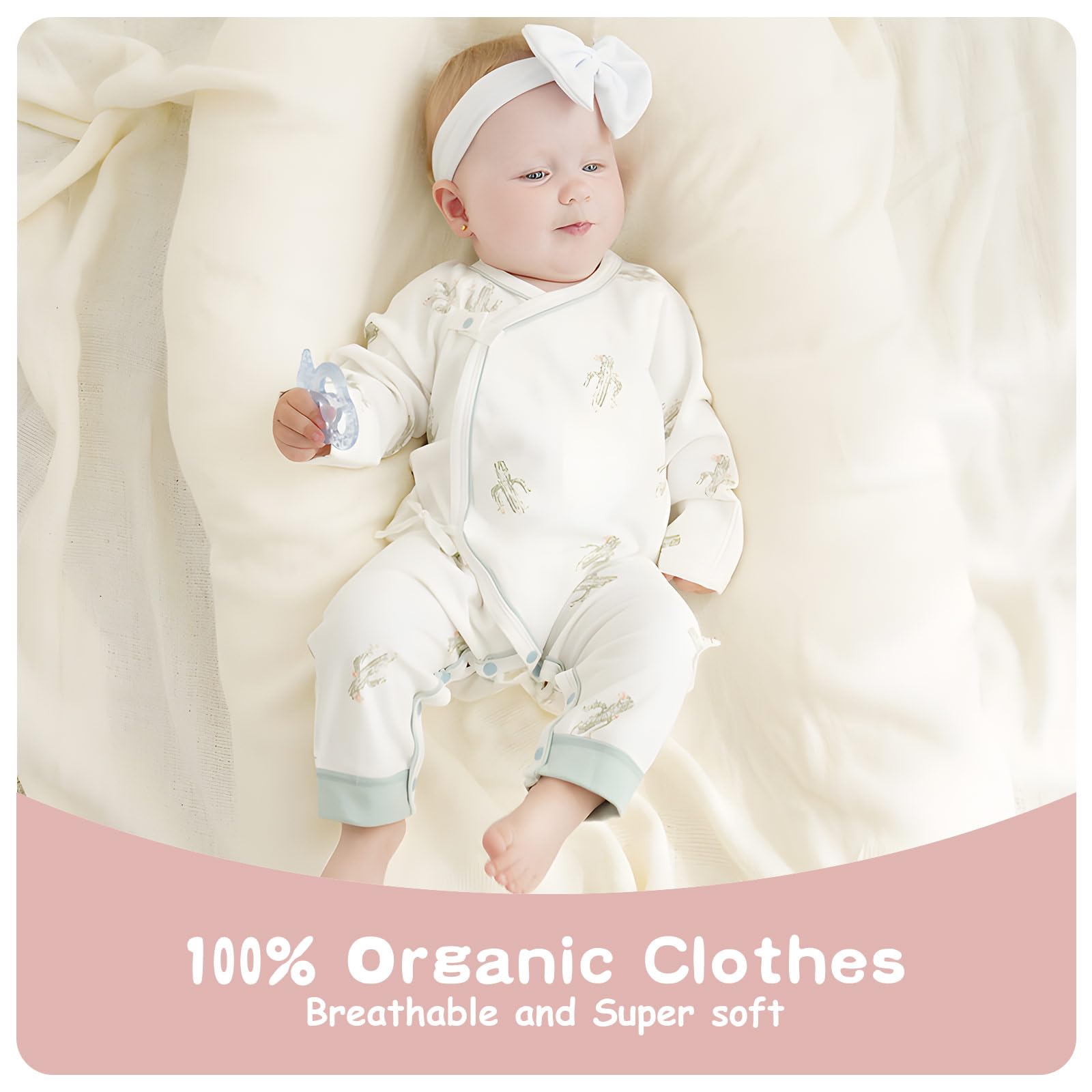 Cherie Kids Organic Cotton 0-6M Unisex Newborn Baby Sleepers Pajamas