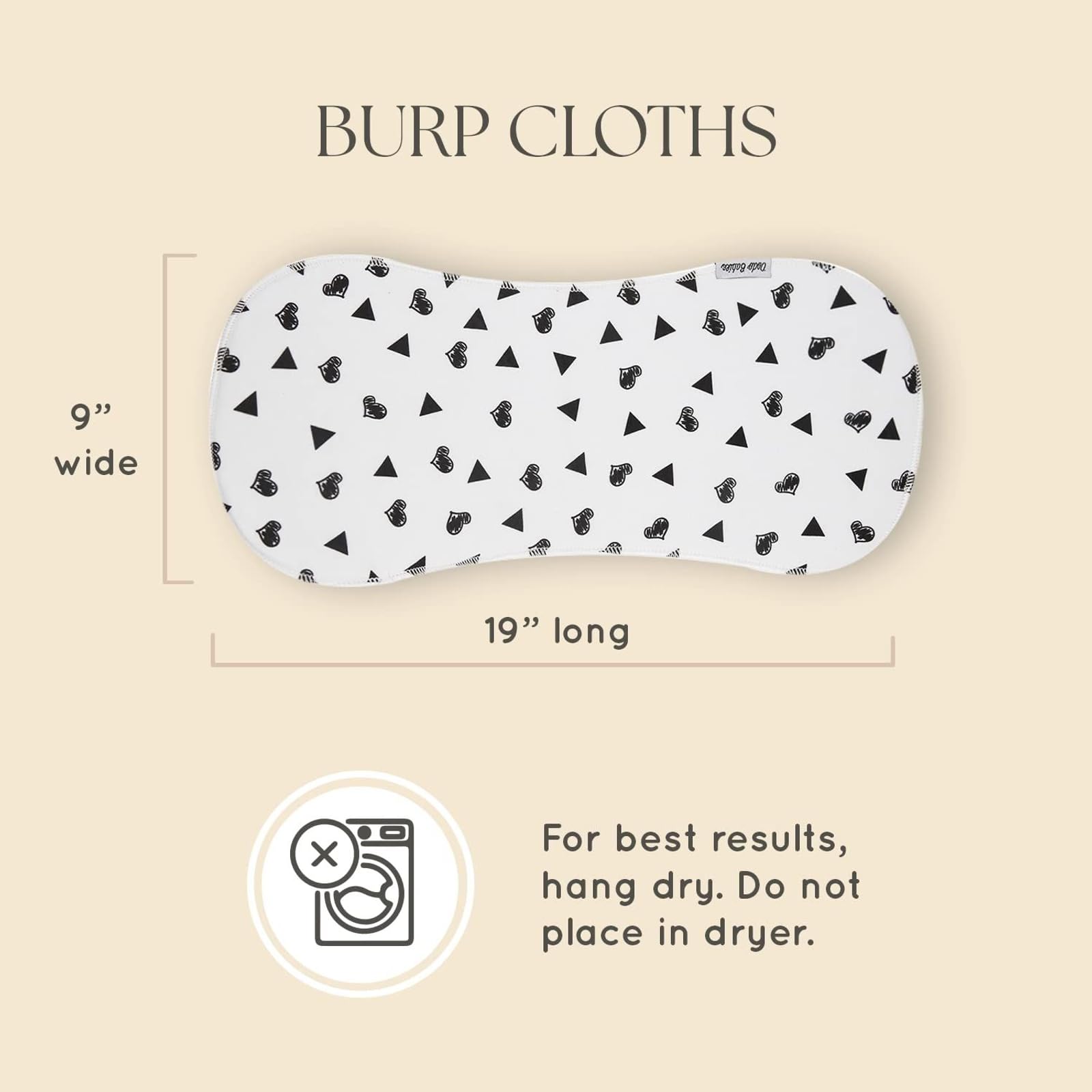 Dodo Babies 5-Pack Baby Burp Cloths - Soft & Absorbent Baby Spitup Cloths - Contoured Shape for Infant Essentials - Includes Pacifier Clips & Pacifier Case - 19 x 9 in, 2 Clips & Case, Pink/White/Grey