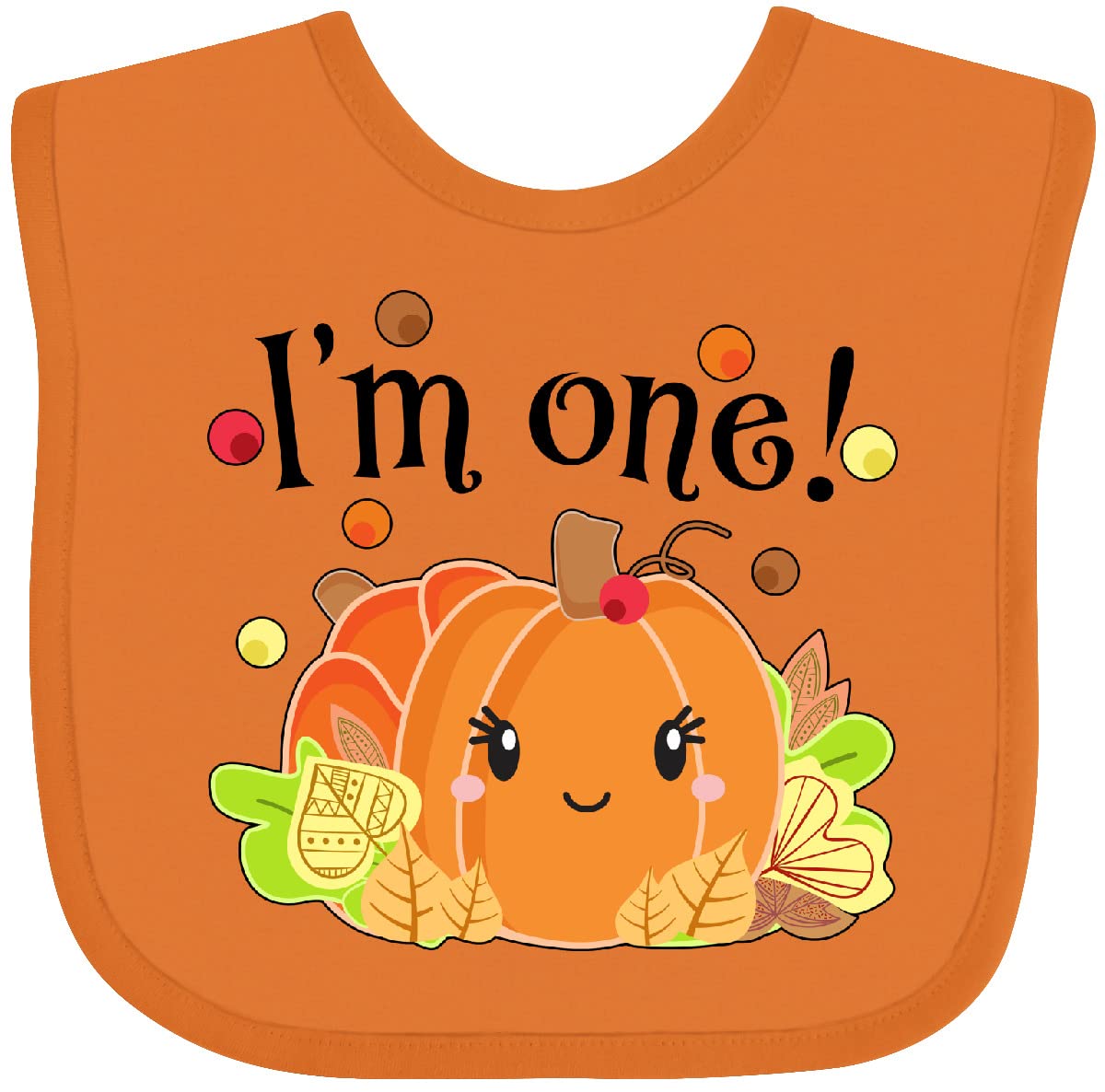 inktastic I'm One- Pumpkin Birthday Autumn Baby Bib Heather and White 331b5