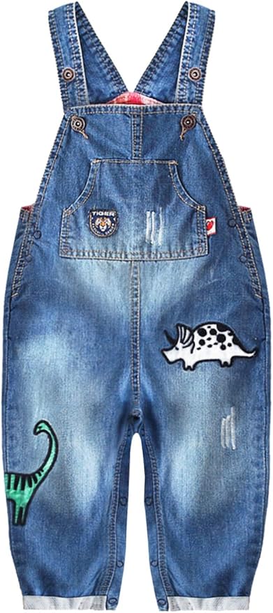 KIDSCOOL SPACE Baby Little Kids Cute Denim Embroidered Fashion Jean Overalls
