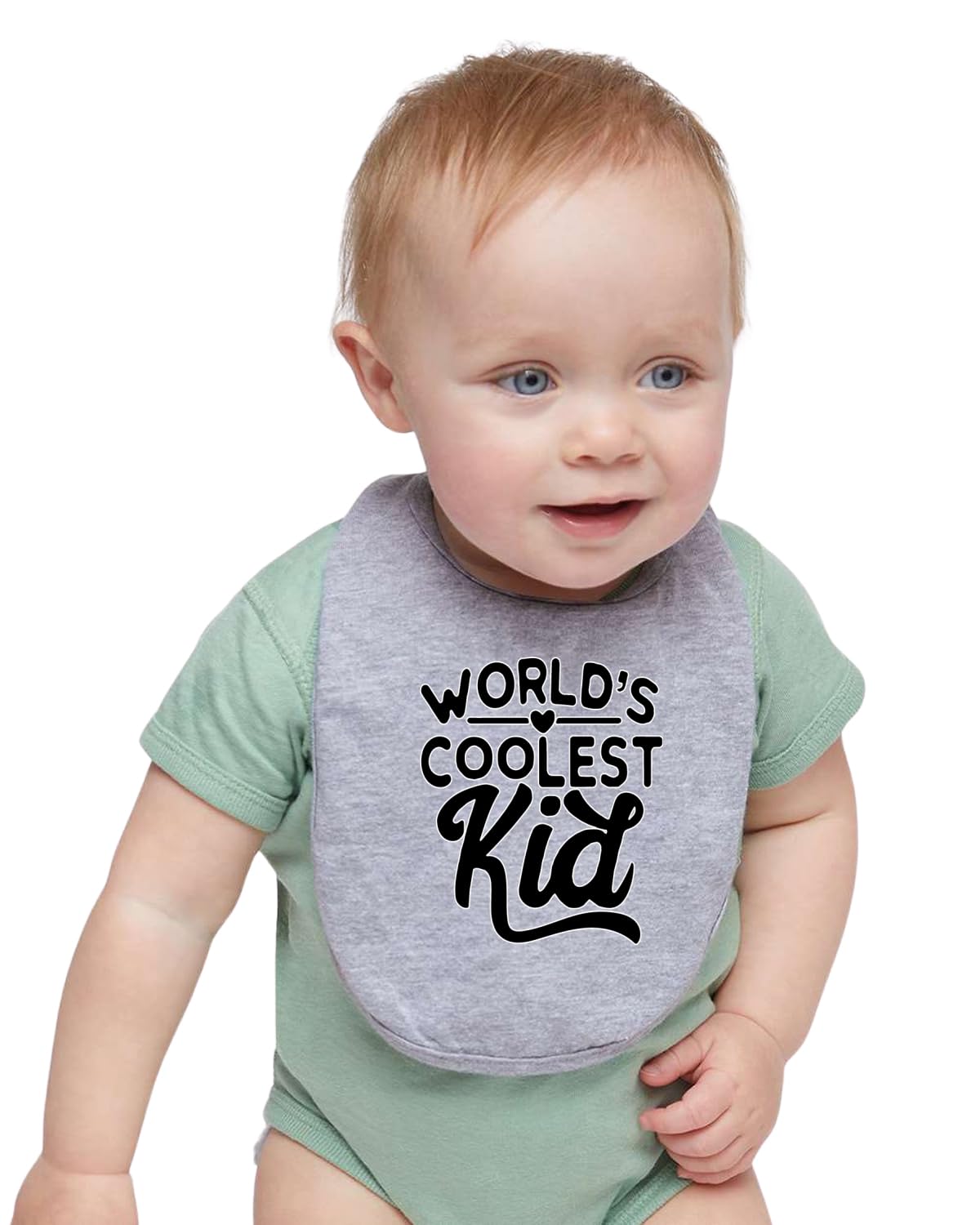 Wild Bobby World's Coolest Kid Funny Cute Humor Infant Premium Jersey Baby Bib for Girls Boys, Heather Grey, One Size