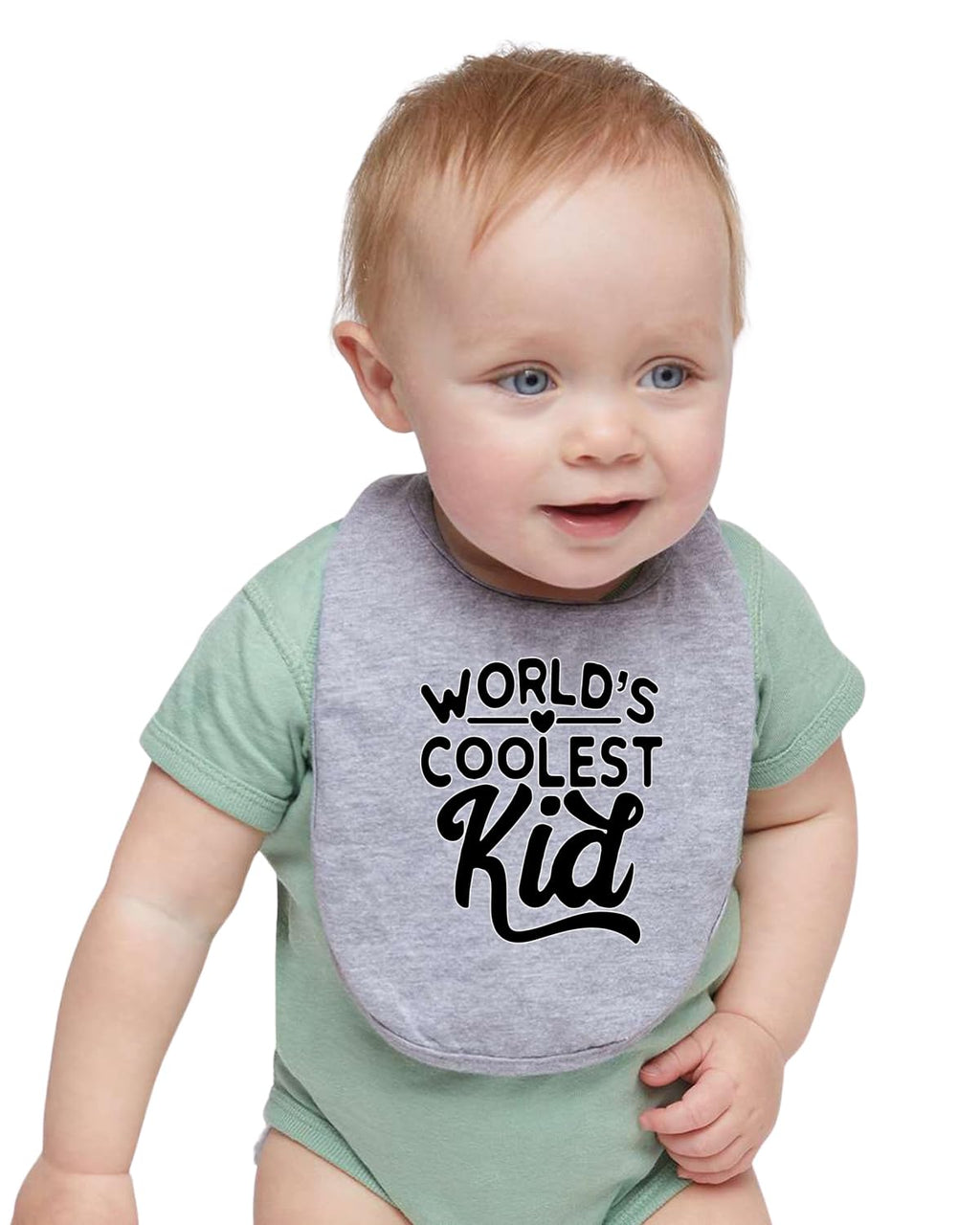 Wild Bobby World's Coolest Kid Funny Cute Humor Infant Premium Jersey Baby Bib for Girls Boys, Heather Grey, One Size