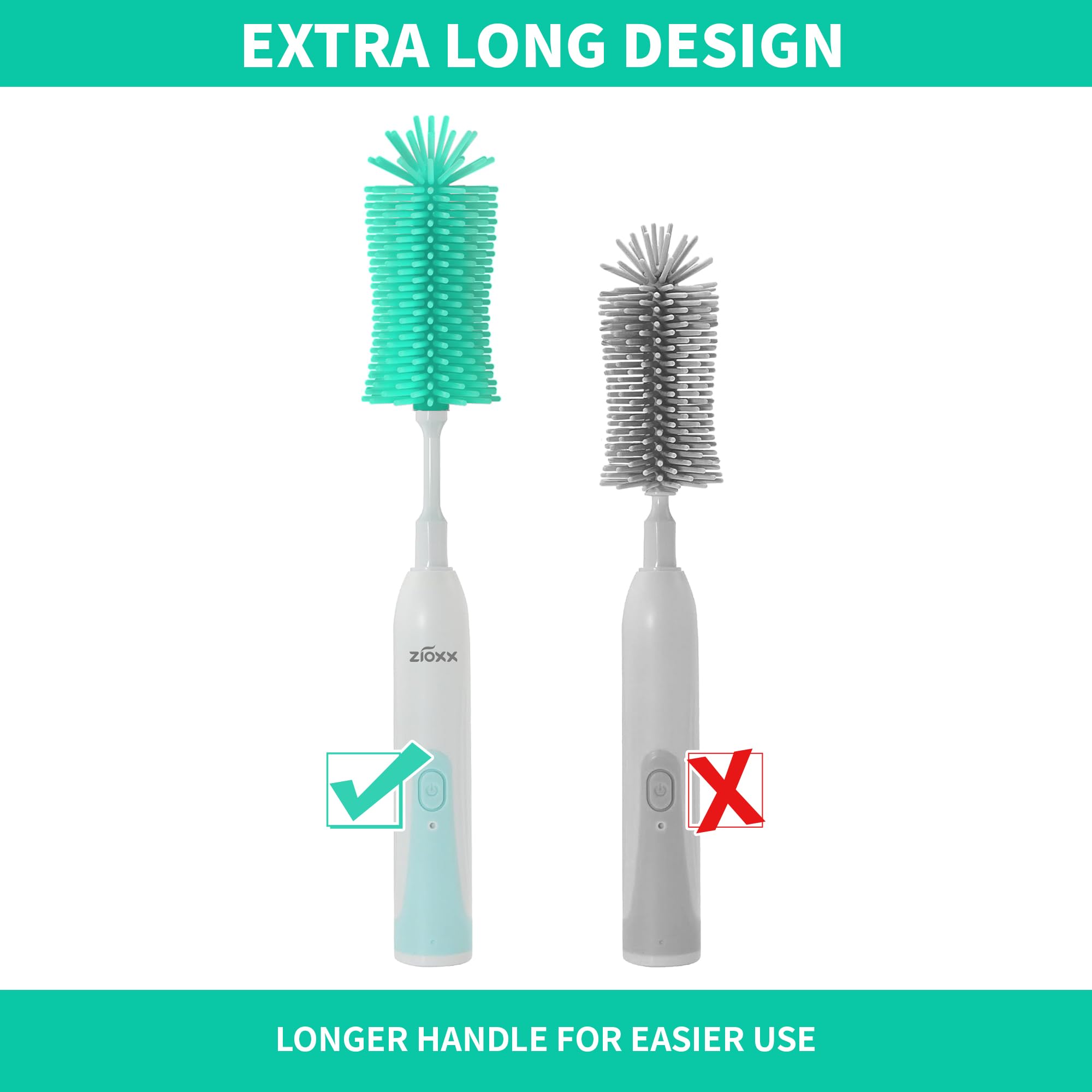 Electric Bottle Brush Cleaner, Portable Electric Baby Bottle Brush Cleaner for Travel, Rechargable Travel Bottle Cleaner Kit with Nipple & Straw Brush, Perfect Mom Essentials After Birth Gift, Green