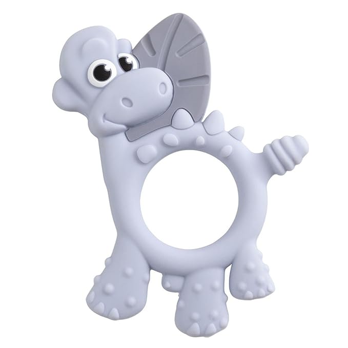 Bibado - Dotty The Dinosaur Teething Toys, Mist - Multi-Sensory Teether - BPA Free Baby Toy - Strengthen Mouth Muscles & Learn Feeding - Dentist Approved - Baby Essentials & Baby Toys - 3 Months+