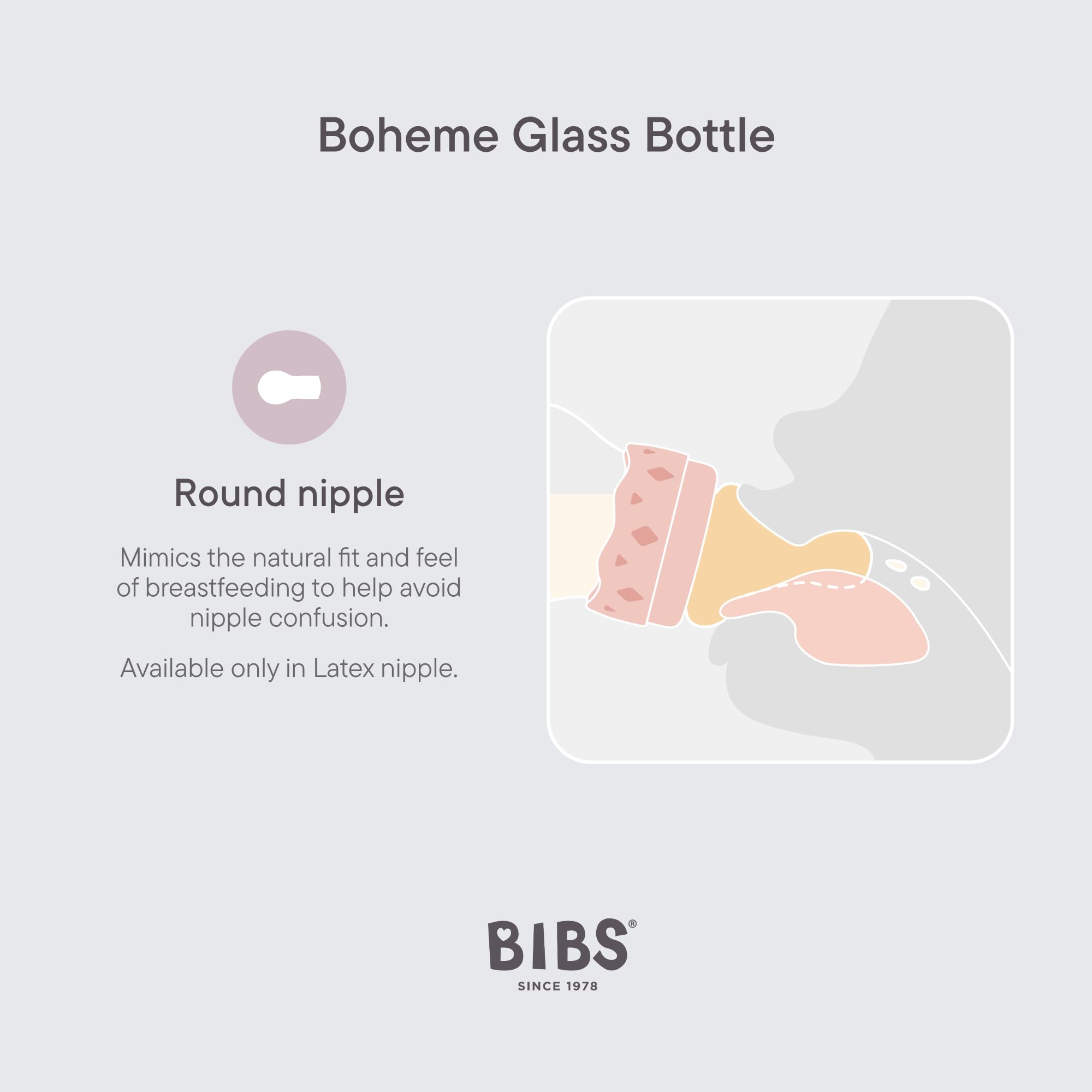 BIBS Boheme Glass Baby Bottle, 120 ml, 1-Pack, Violet Sky