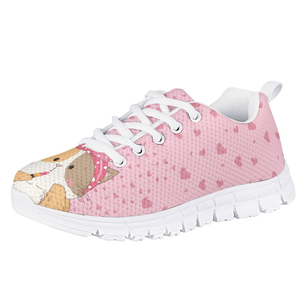 MARSVOVO Girl Running Shoes Lightweight Breathable Athletic No Lace Pre Walking Shoes for Boy Girl Classic Lace-up Comfortable Resistant Sport Kids Sneakers A Cat Wearing Lipstick Size 11.5 US