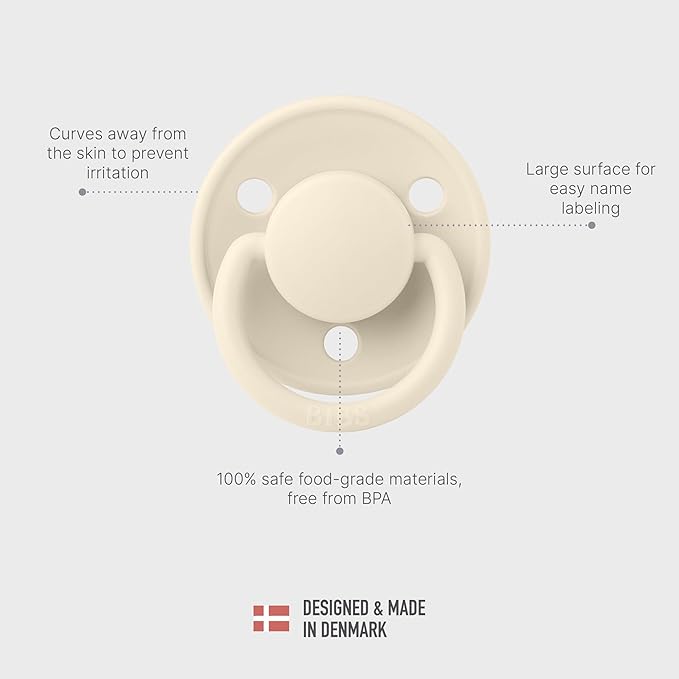 BIBS De Lux Liberty Soother 2-Pack, BPA Free Dummy Pacifier, Round Nipple. Silicone, Made in Denmark, OneSize (0-36 Months), Capel Sage