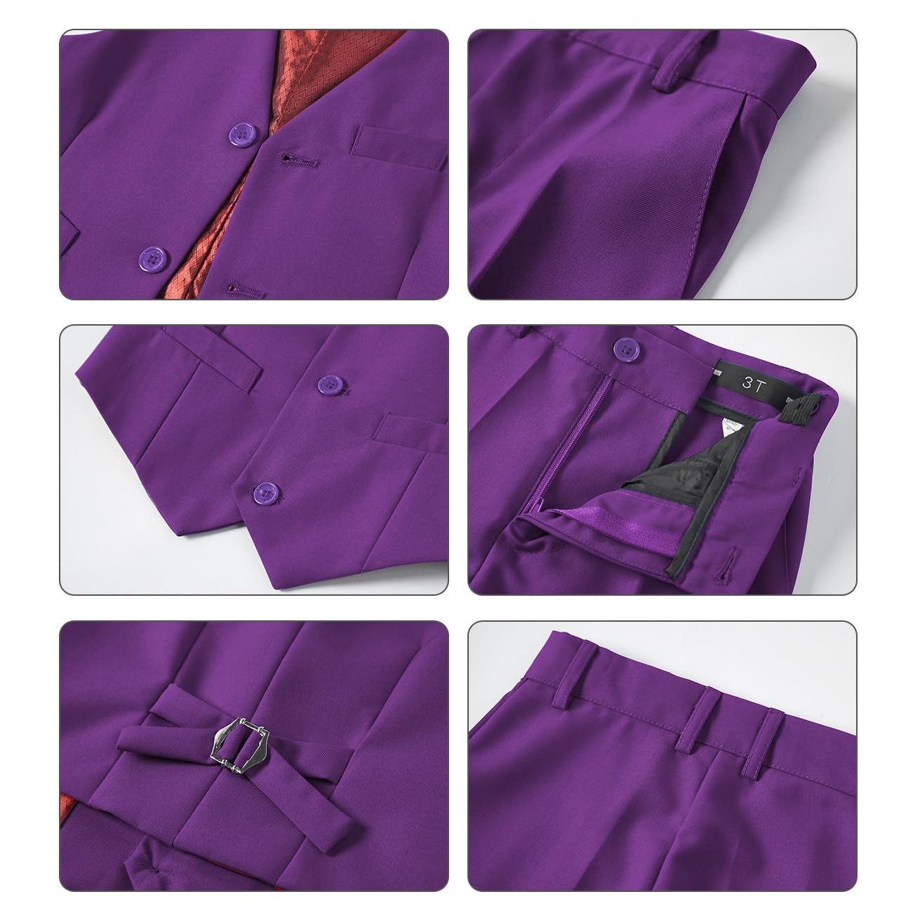 Boys Suit Set for Kids Formal Tuxedo Suits for Wedding, Purple, Size 16