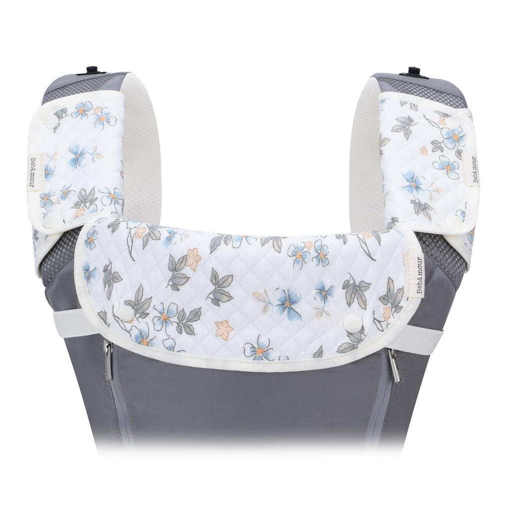 Bebamour Drool and Teething Reversible Cotton Pad For All Carry Positions Baby Carrier White Drool Bib For Boys & Girls(Flower)