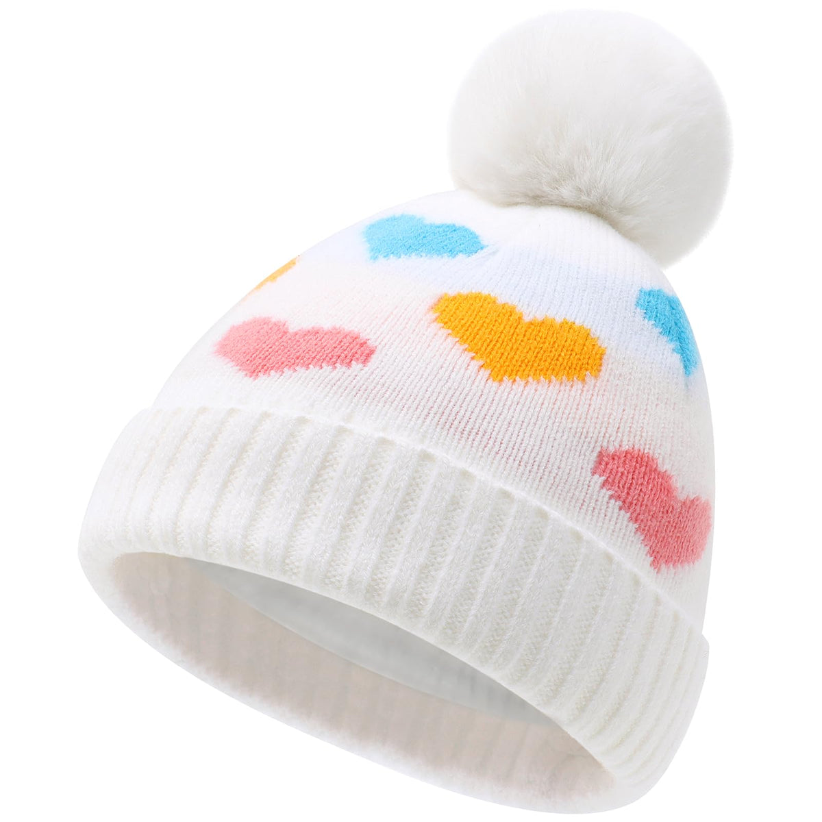 FUOITA Toddler Kids Girls Winter Hat Cute & Warm Pom Pom Beanie 3M-8T