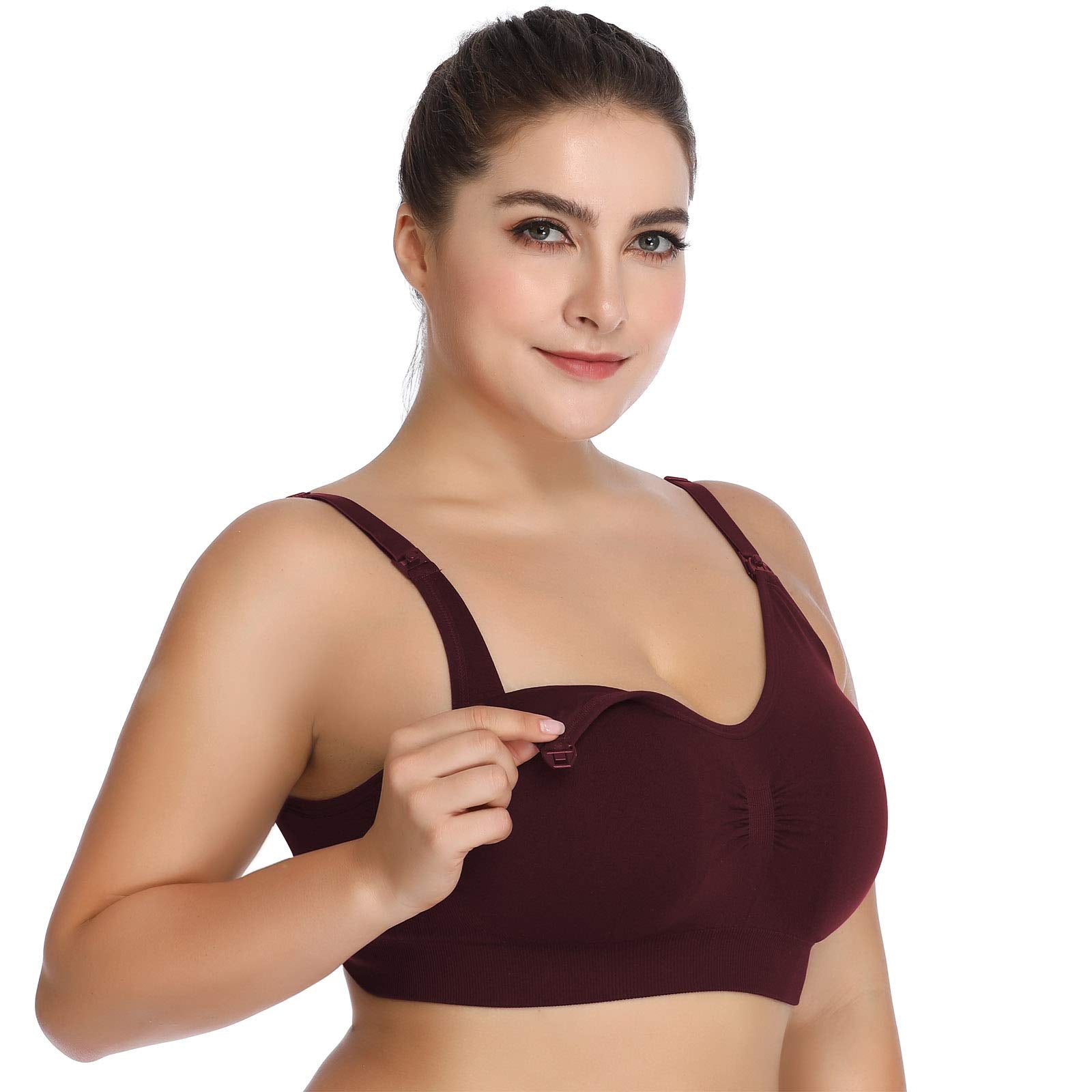 Lataly Womens Seamless Nursing Bra Sleeping Maternity Bralette for Breastfeeding Color Black Beige Red Size 2XL
