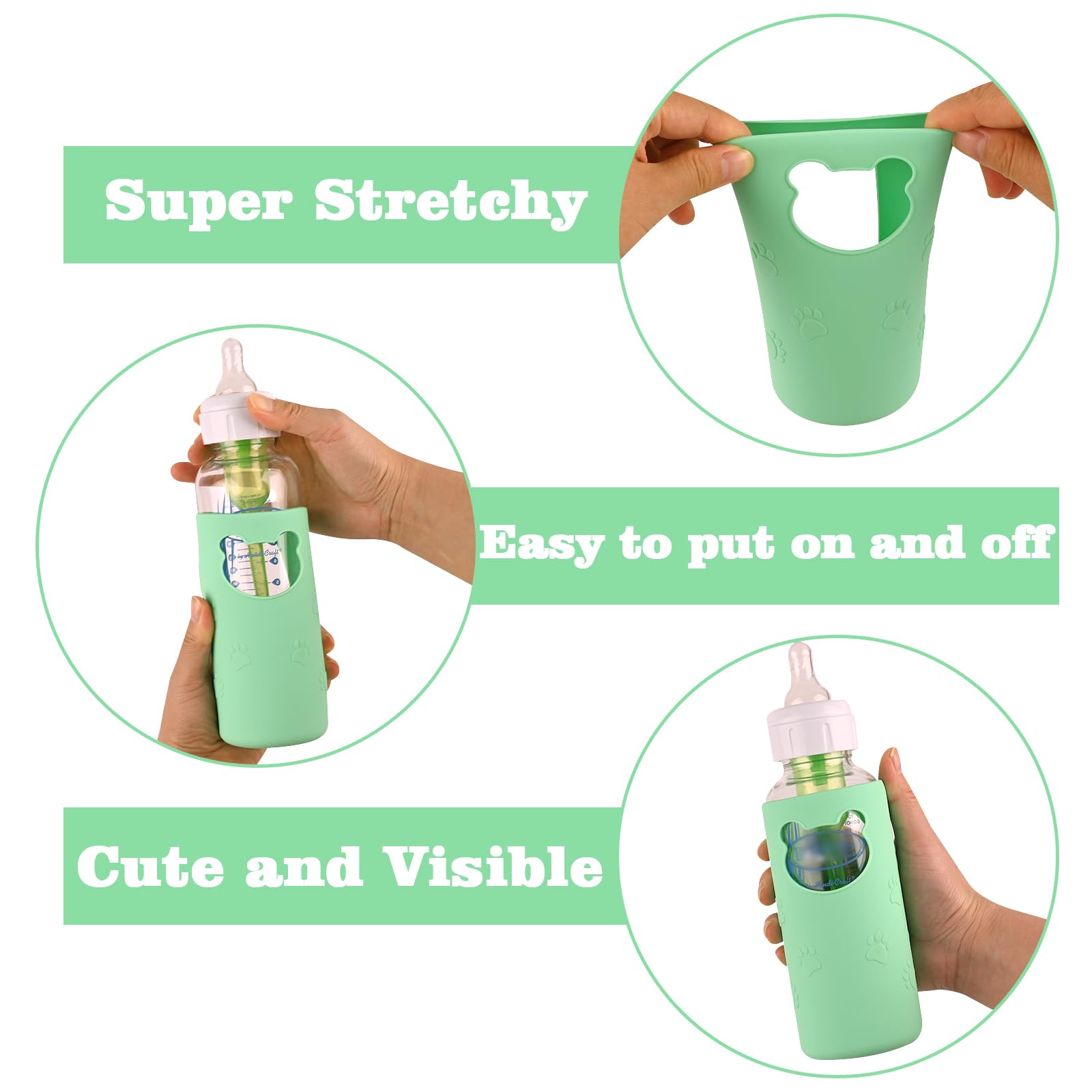 4 Pack Silicone Sleeves for Dr Brown's Glass Baby Bottles 8 oz