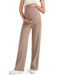 G4Free Maternity Clothes Prenancy Pants Wide Leg for Work,Toffee,XS,Tall