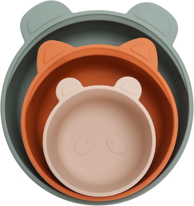 Ali+Oli Children's (3pc) Stackable Snack Bowl Set (Citrus Splash) BPA Free Food-Grade Silicone Bowls for Infant & Toddler