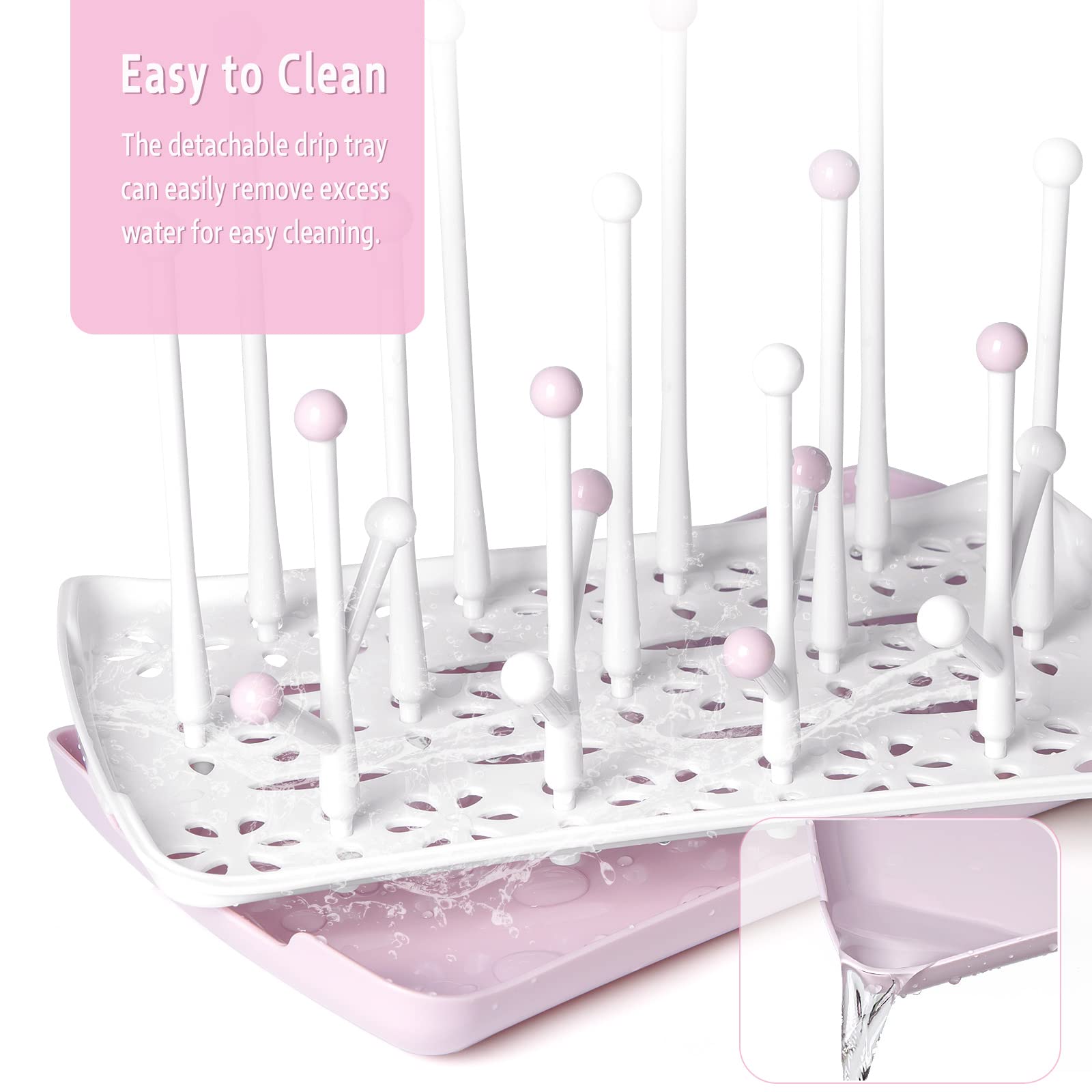 Termichy Baby Bottle Drying Rack: Space-Saving with 13 Hooks & Drain Tray