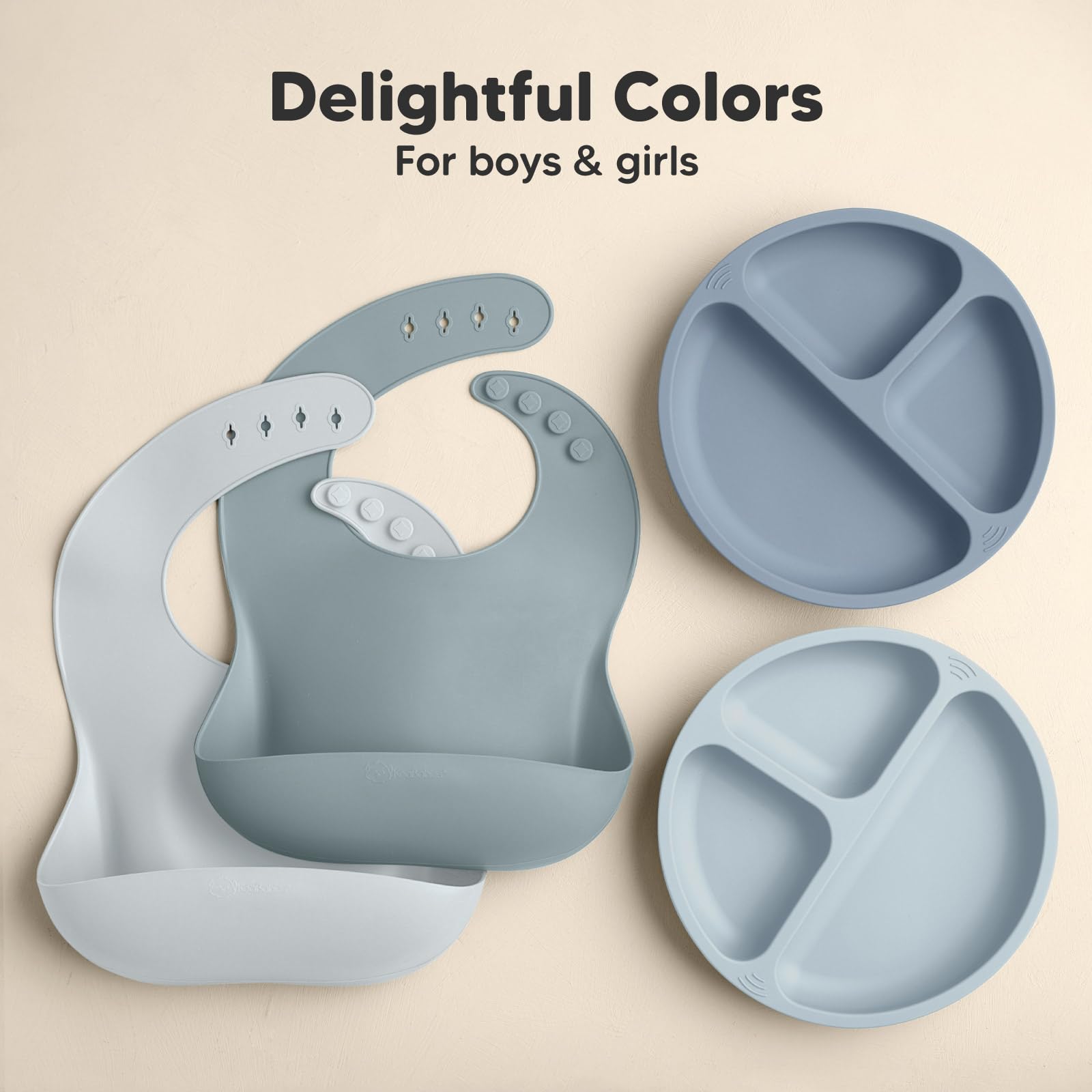 KeaBabies 2-Pack Silicone Bibs for Babies, Toddlers Girl, Boy (Alps)
