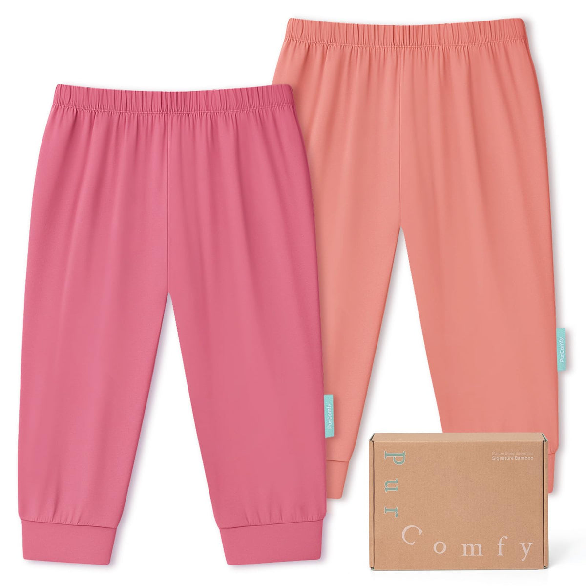 PurComfy Bamboo Viscose Baby Pants, Unisex 0-3 Months, 2-Pack