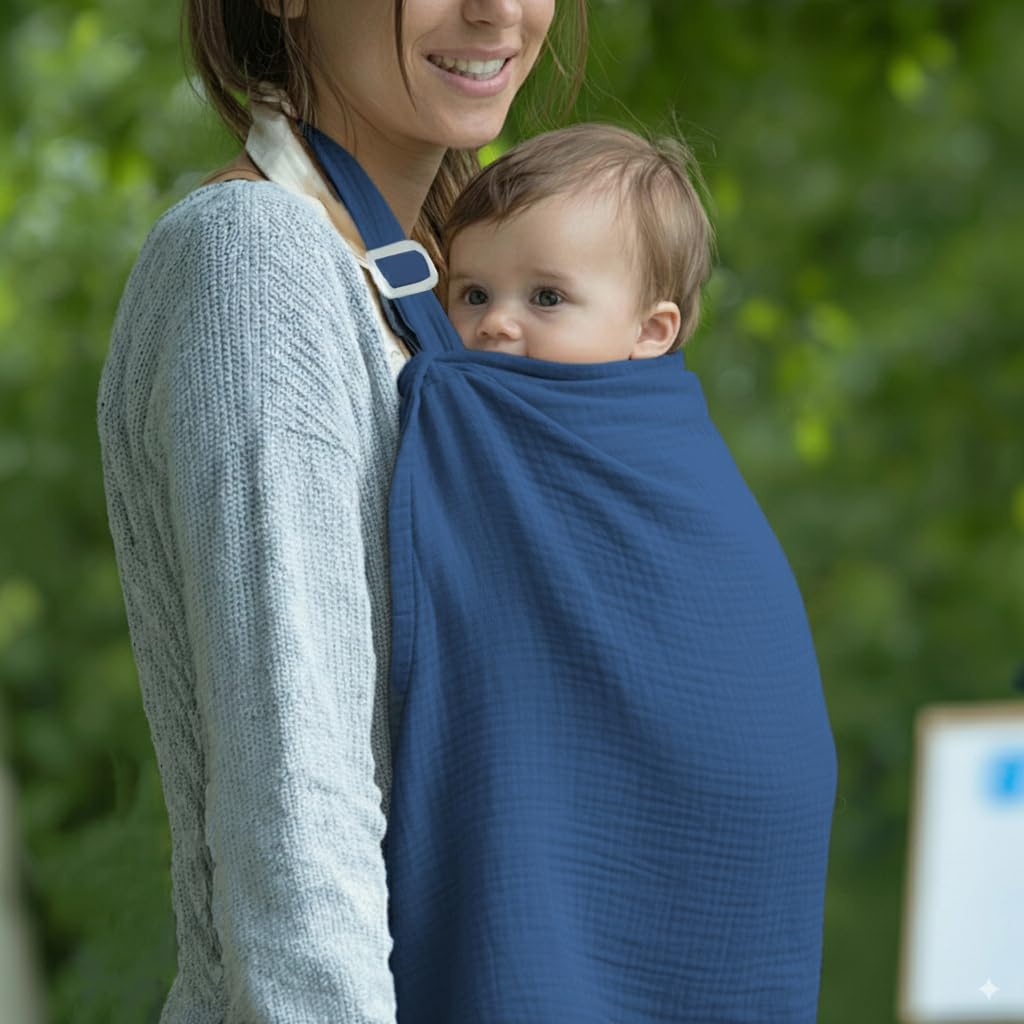MUGVELL Muslin Nursing Covers for Breastfeeding, Misty Blue