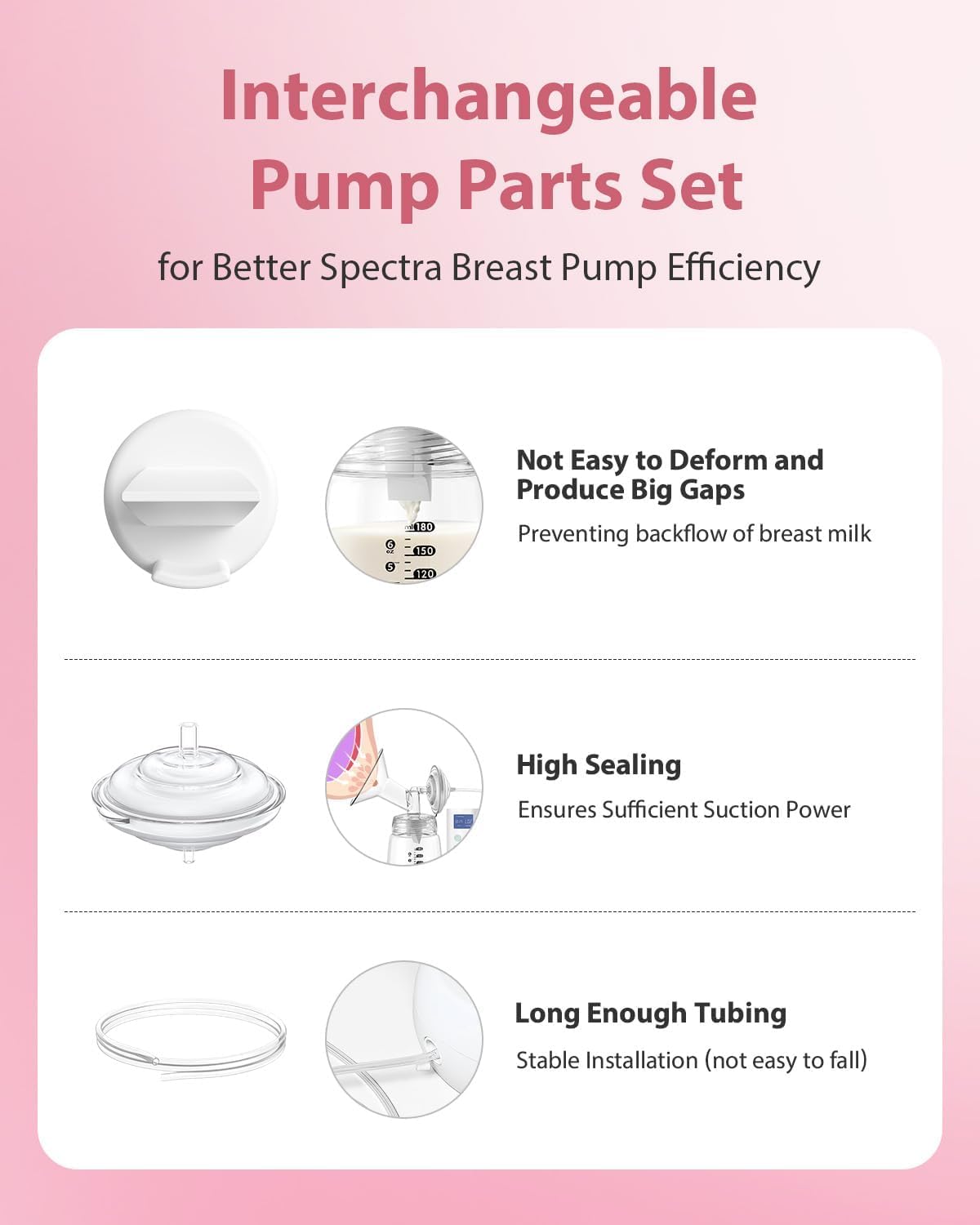 BALIME Pump Parts Compatible with Spectra S1/S2/9 Plus, Not Original Accessories, Full Set Replacements Include 29mm Flanges, Valves, Backflow Protectors (Duckbills Included), Tubings and Bottles