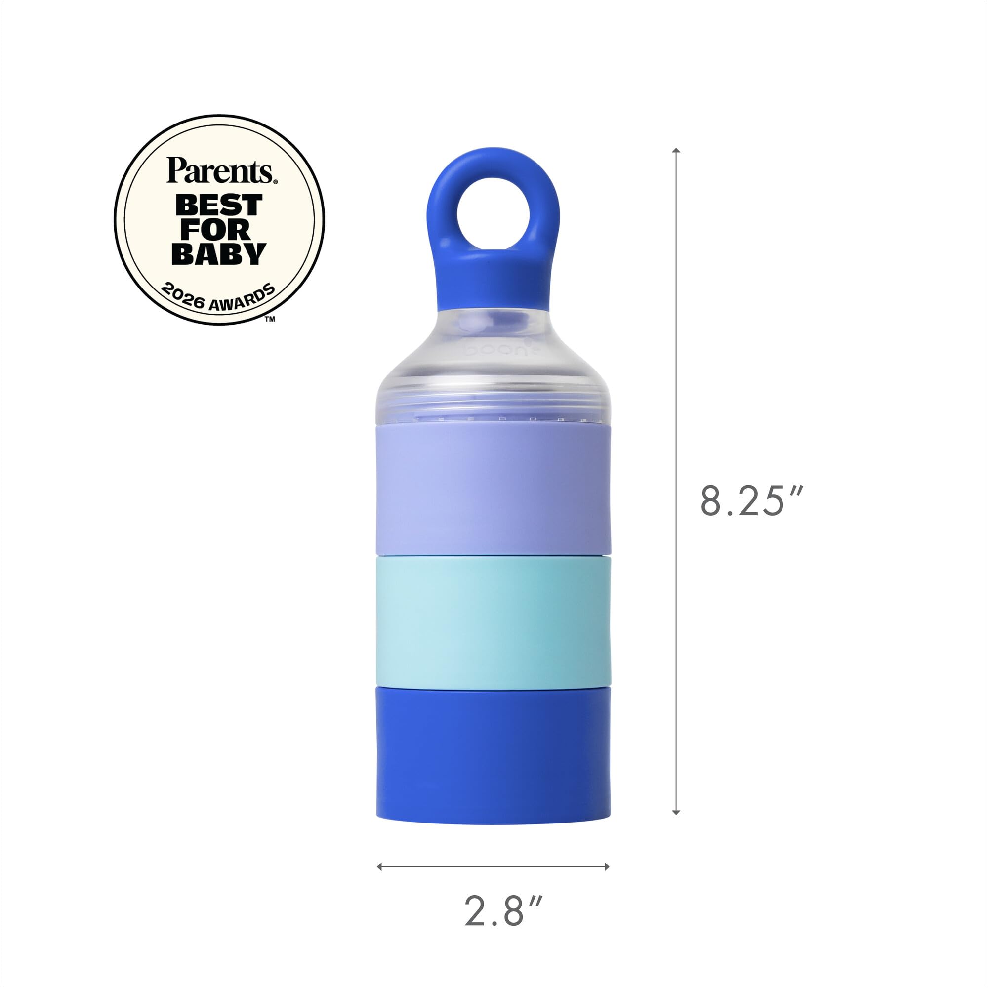 Boon Triful Baby Formula Dispenser On the Go - Insulated Stainless Steel Formula Containers with Stacking Design - Baby Bottle-Feeding Supplies for Travel, Camping, 8 oz, Blue