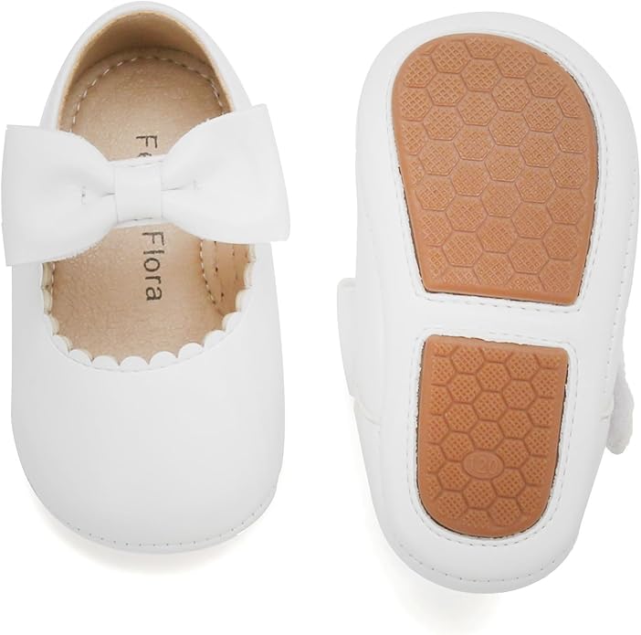 Felix & Flora Infant Baby Girl Shoes Soft Sole Toddler Ballet Flats Baby Walking Shoes(18-24 Months Infant,Silver) — 2.5-3 years Wide Toddler
