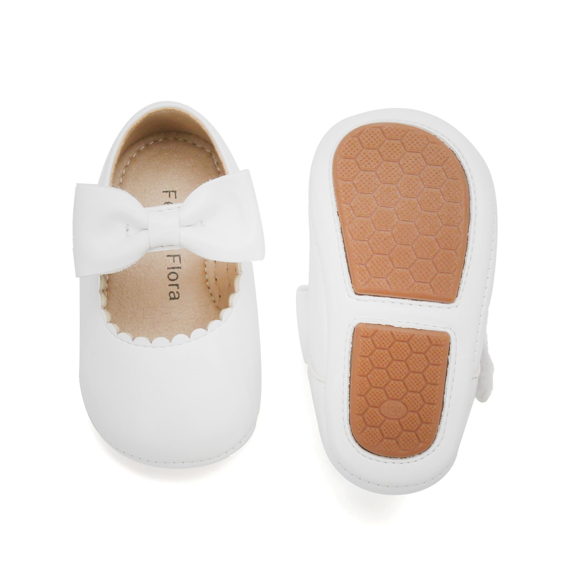 Soft Sole Baby Shoes - Infant Baby Walking Shoes Moccasins Rubber Sole Crib Shoes（White,2.5-3 Years Toddler
