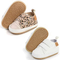 eitwo 2Pairs Baby Shoes,Boys Girls Non-Slip Rubber Sole Sneakers,Unisex Infant Soft Lightweight First Walking Crib Shoes (2Pairs_White+Leopard,3-6 Months)