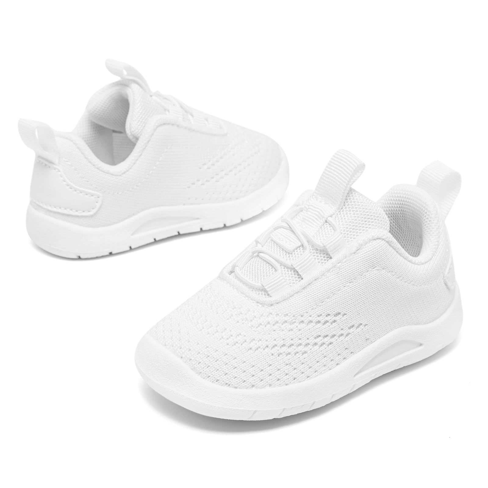 MORENDL Toddler Sneakers Baby Slip On Walking Shoes Non-Slip Breathable Boys & Girls Running Shoes Infant Tennis Shoes White 15-18 Months Size 6