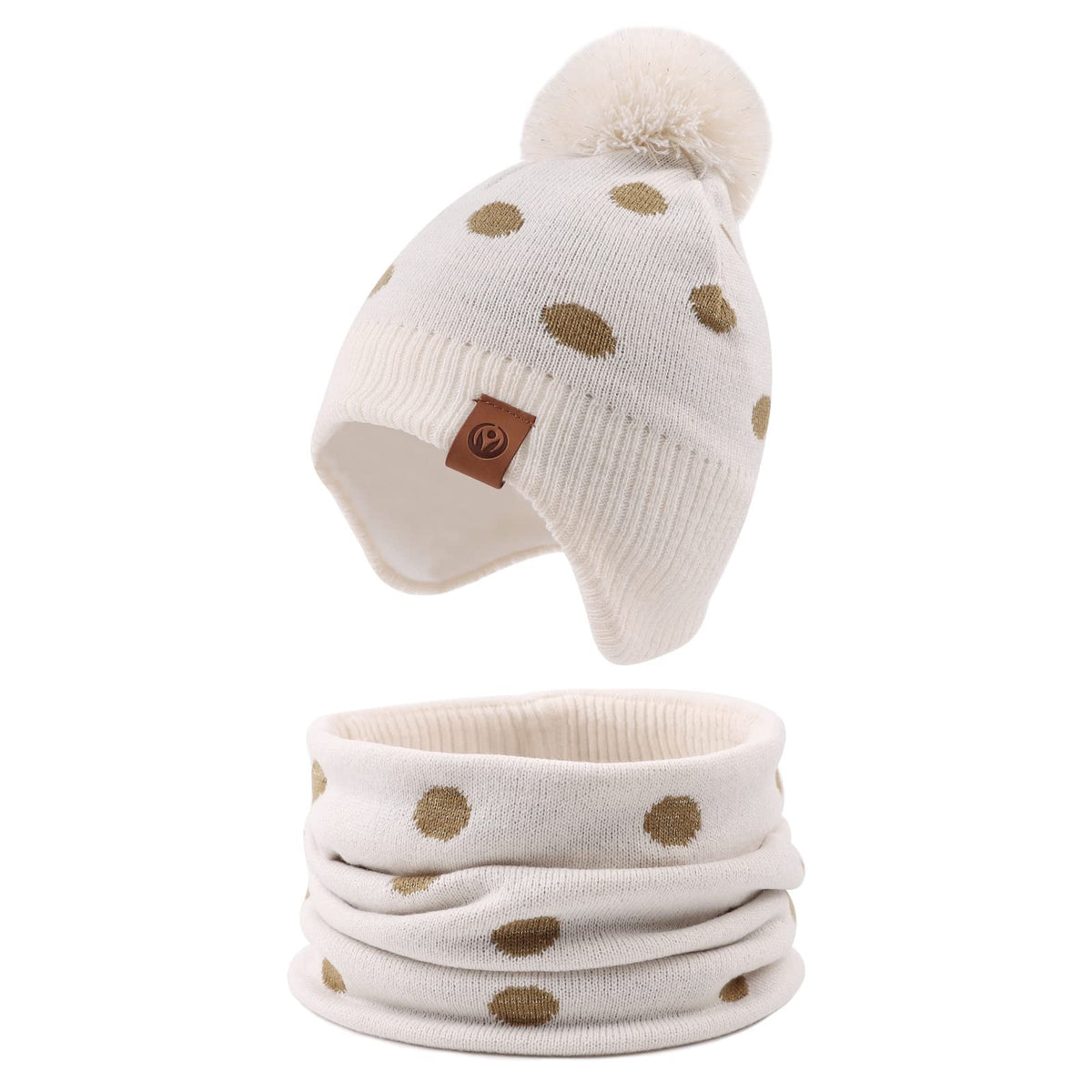 JANGANNSA Knitted Baby Hat Scarf Winter Warm Boy Girl Beanie Fleece Lining