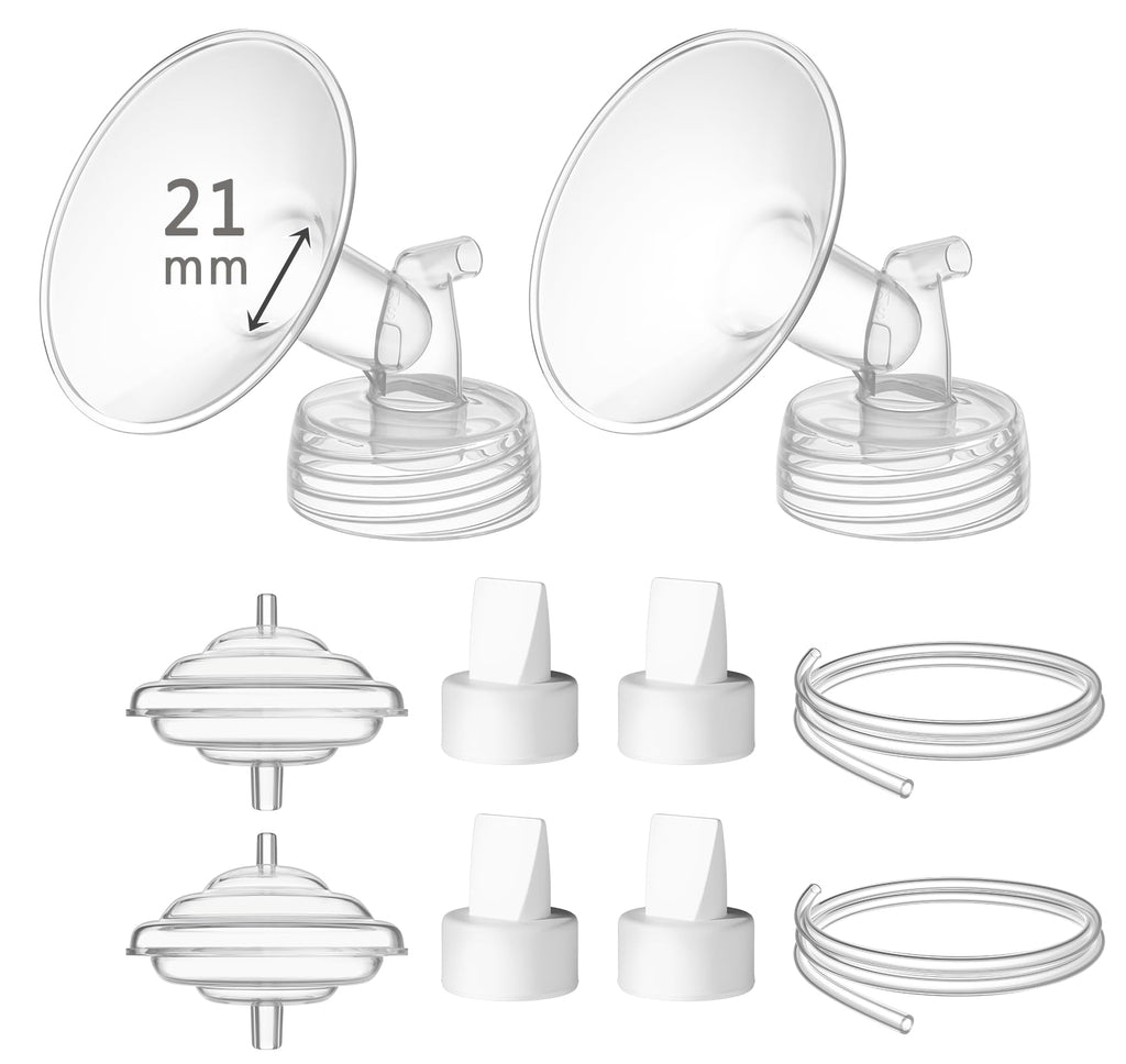 TOVVILD 21 mm Flange Set Compatible with Spectra/Motif Luna Wide-Mouth Bottles, Breast Pump Parts Includes Breast Shield Tubing Valve Backflow Protector, Not Original Spectra Accessories