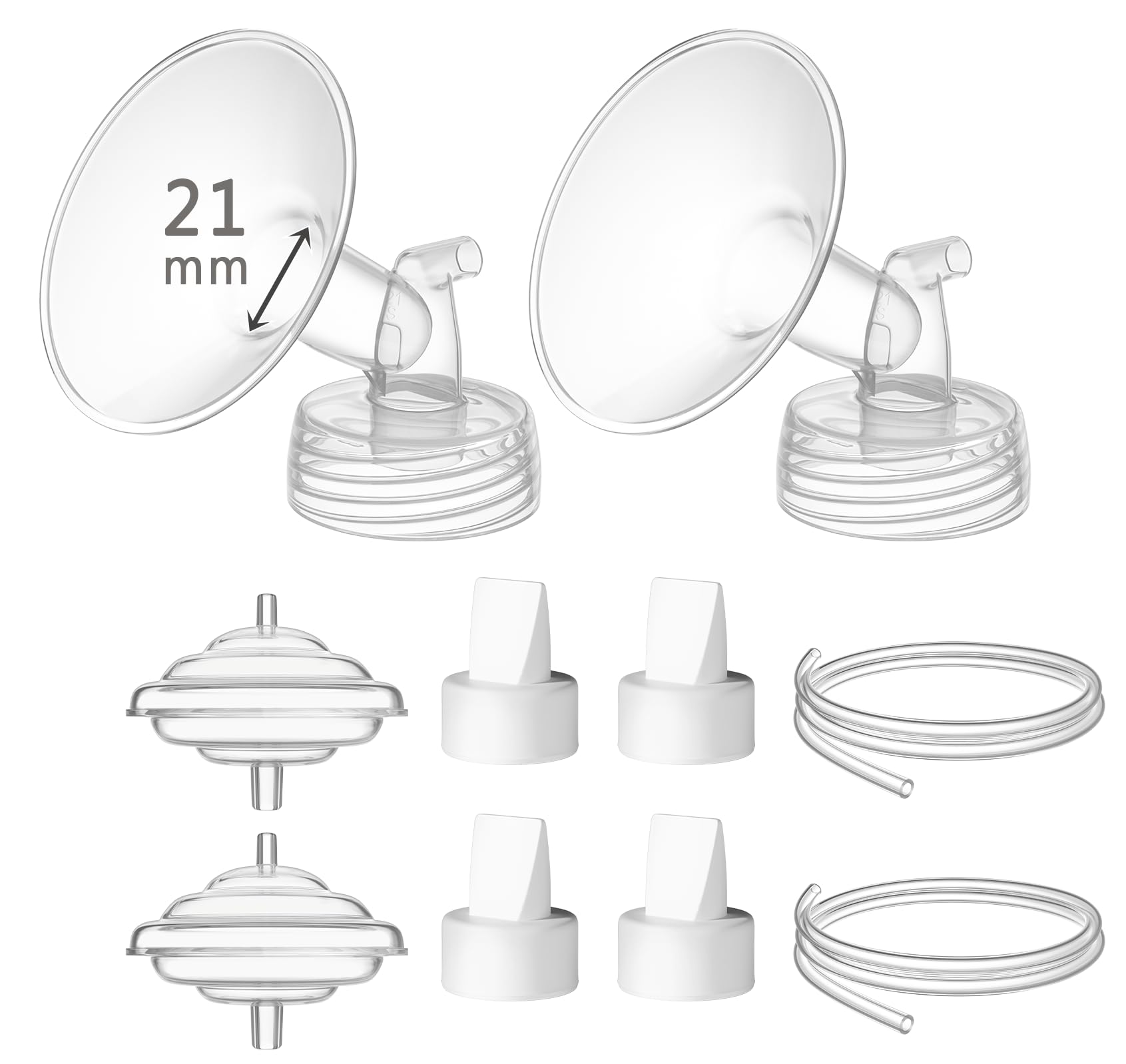 TOVVILD 21 mm Flange Set Compatible with Spectra/Motif Luna Wide-Mouth Bottles, Breast Pump Parts Includes Breast Shield Tubing Valve Backflow Protector, Not Original Spectra Accessories