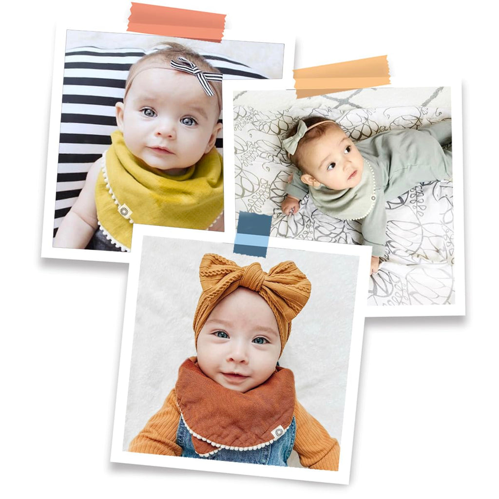 Kishu Baby Indi GOTS Organic Infinity Scarf Bib Set - 4-Way Reversible, 8 Layer Muslin Drool Bibs (Fiesta Set)
