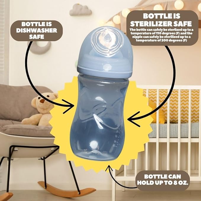 Coffee Themed Coozies for Baby Bottles - Funny Gift for New Parents & Baby Showers - (2 Premium Designed Neoprene Coozies + BPA/Lead/Phthalate Free Bottle Included)