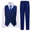 Boys Suit Vest Set Formal Dress Suits Wedding Outfit, Deep Blue, Size 16