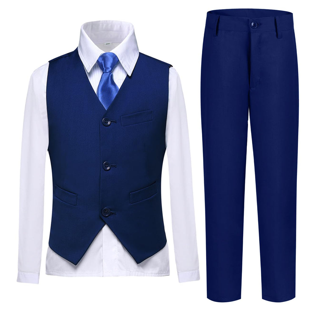 Lycody Boys Suit Vest Set Formal Dress Suits Wedding Outfit, Deep Blue, 2T